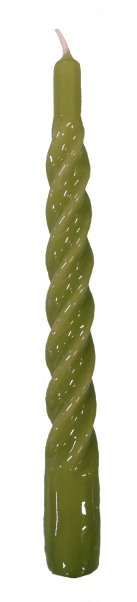 Candele laccate tortiglione Ø 2,2 cm h. 21 cm 3 pezzi - Verde scuro