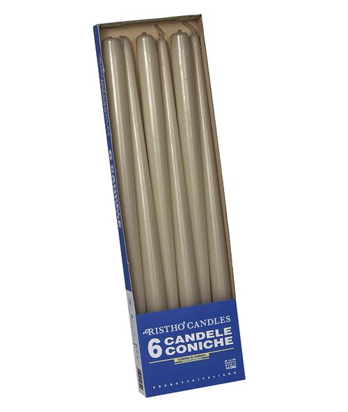 Candele coniche Ø 2,2 cm h. 40 cm 6 pezzi - Verde marcio