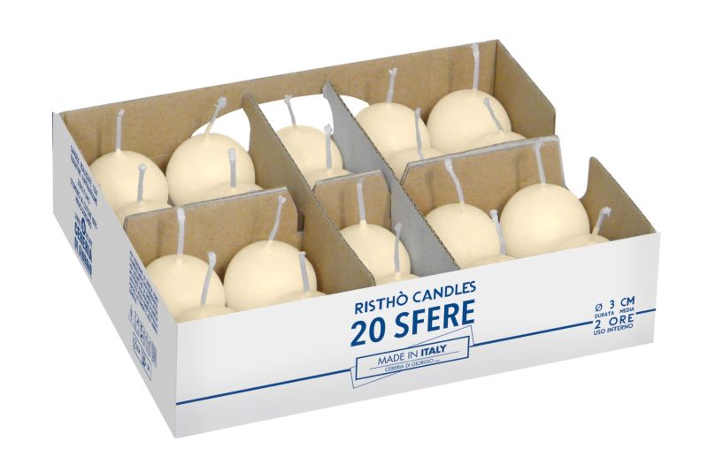 Candele sfera Ø 3 cm 20 pezzi - Avorio