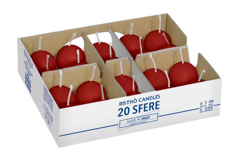 Candele sfera Ø 3 cm 20 pezzi - Bordeaux