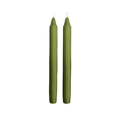 Candele Doriche Ø 2,2 cm h. 25 cm 2 pezzi - Verde Oliva