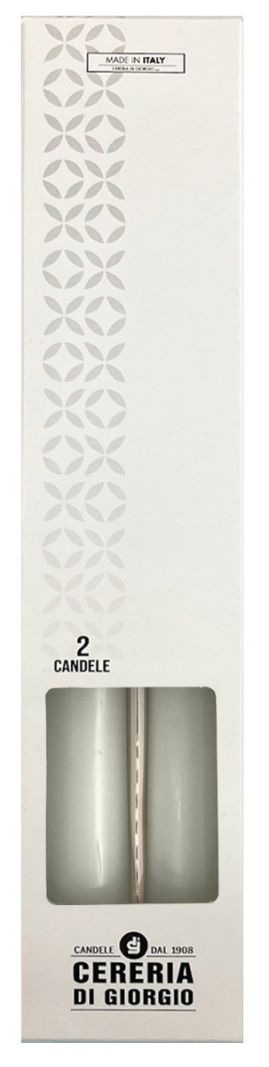 Candele coniche Ø 2,2 cm h. 25 cm 2 pezzi - Bianco