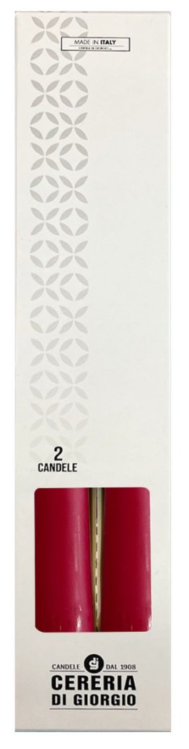 Candele coniche Ø 2,2 cm h. 25 cm 2 pezzi - Rosso