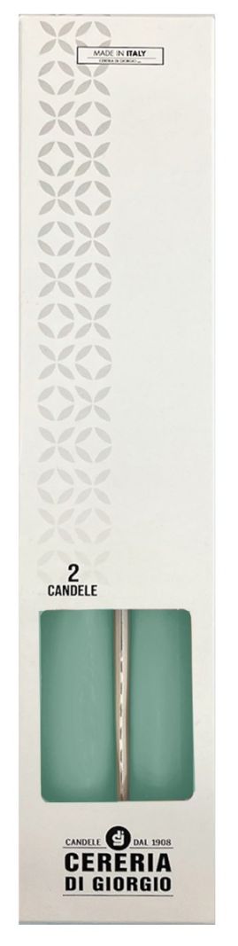 Candele coniche Ø 2,2 cm h. 25 cm 2 pezzi - Grigio Verde