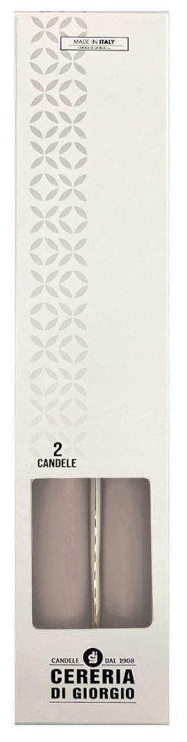 Candele coniche Ø 2,2 cm h. 25 cm 2 pezzi -Tortora