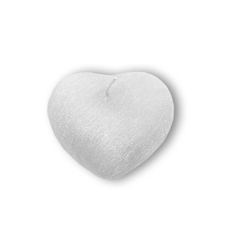 Candela a forma di Cuore Graffiato - Bianco - 10x5 cm