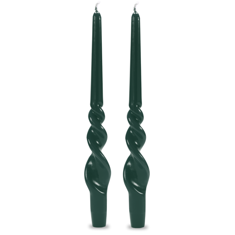 Set 2 candele voluta laccate h 30 cm - Verde Scuro