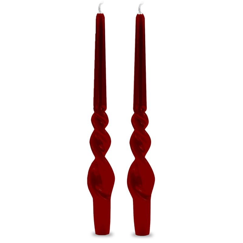 Set 2 candele voluta laccate h 30 cm - Bordeaux