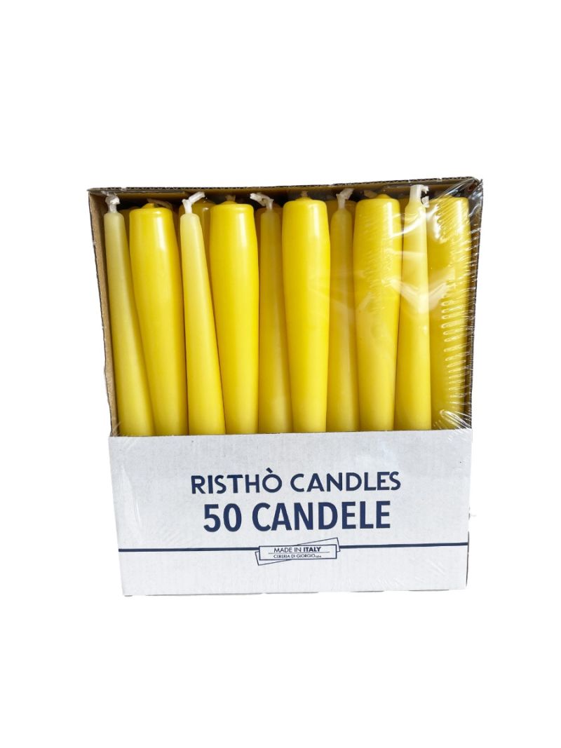 Candele coniche Ø 2,2 cm h. 25 cm 50 pezzi - Giallo