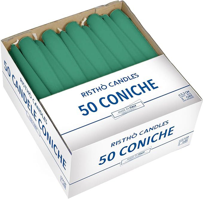 Candele coniche Ø 2,2 cm h. 25 cm 50 pezzi - Verde Scuro 