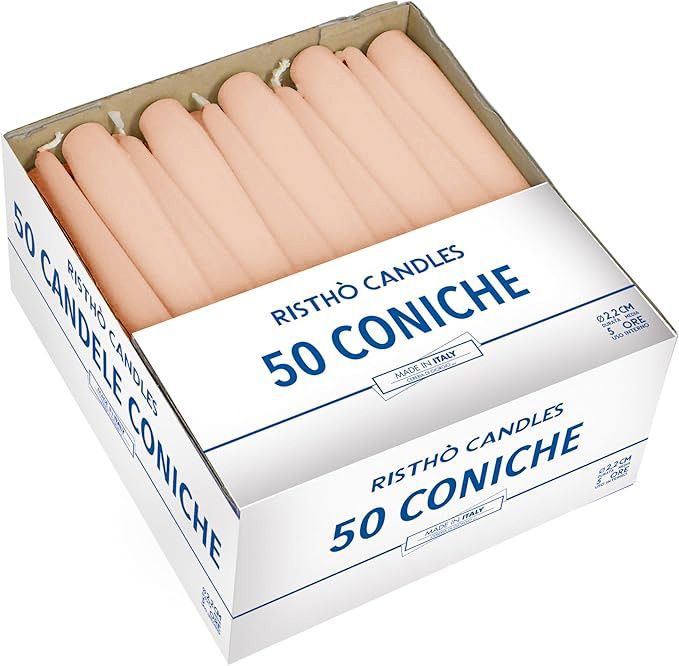 Candele coniche Ø 2,2 cm h. 25 cm 50 pezzi - Cipria 