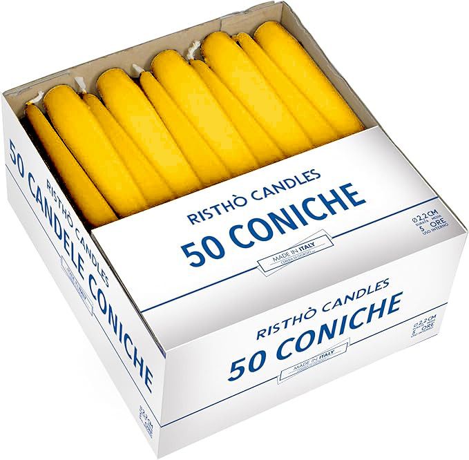 Candele coniche Ø 2,2 cm h. 25 cm 50 pezzi -Senape