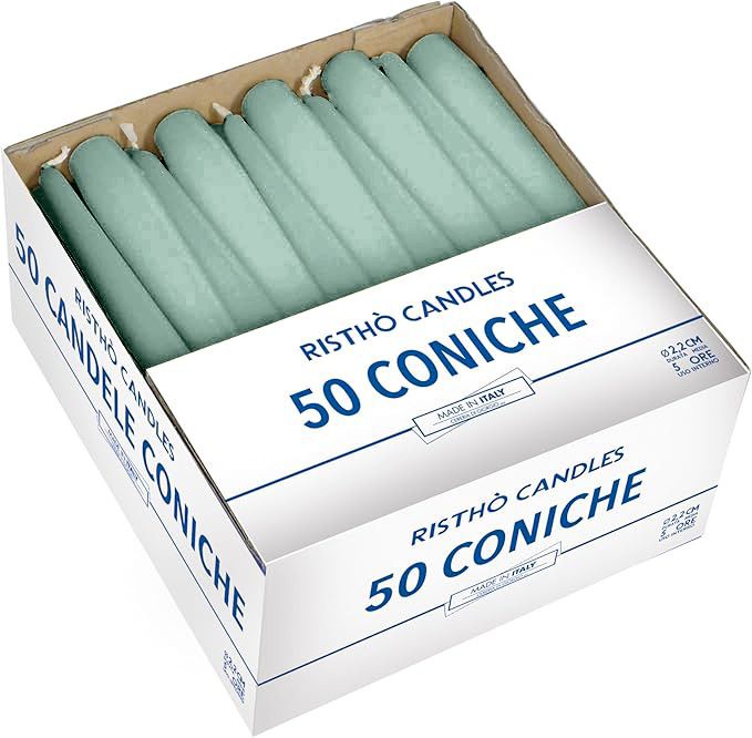 Candele coniche Ø 2,2 cm h. 25 cm 50 pezzi -Grigio Verde 