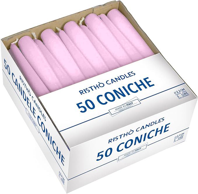 Candele coniche Ø 2,2 cm h. 25 cm 50 pezzi -Rosa Polvere 