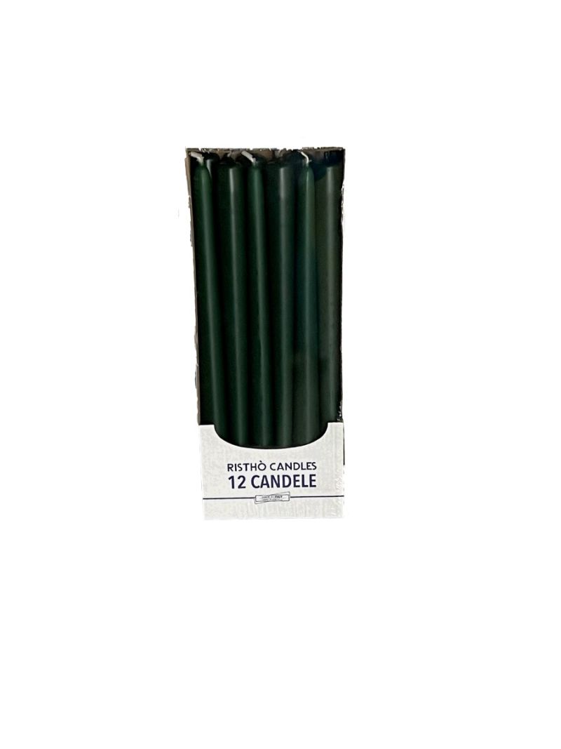 Candele coniche Ø 2,2 cm h. 30 cm 12 pezzi - Verde Scuro