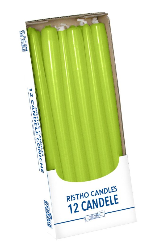 Candele coniche Ø 2,2 cm h. 30 cm 12 pezzi - Pistacchio