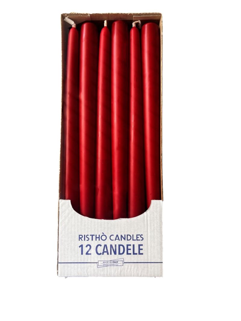 Candele coniche Ø 2,2 cm h. 30 cm 12 pezzi - Bordeaux