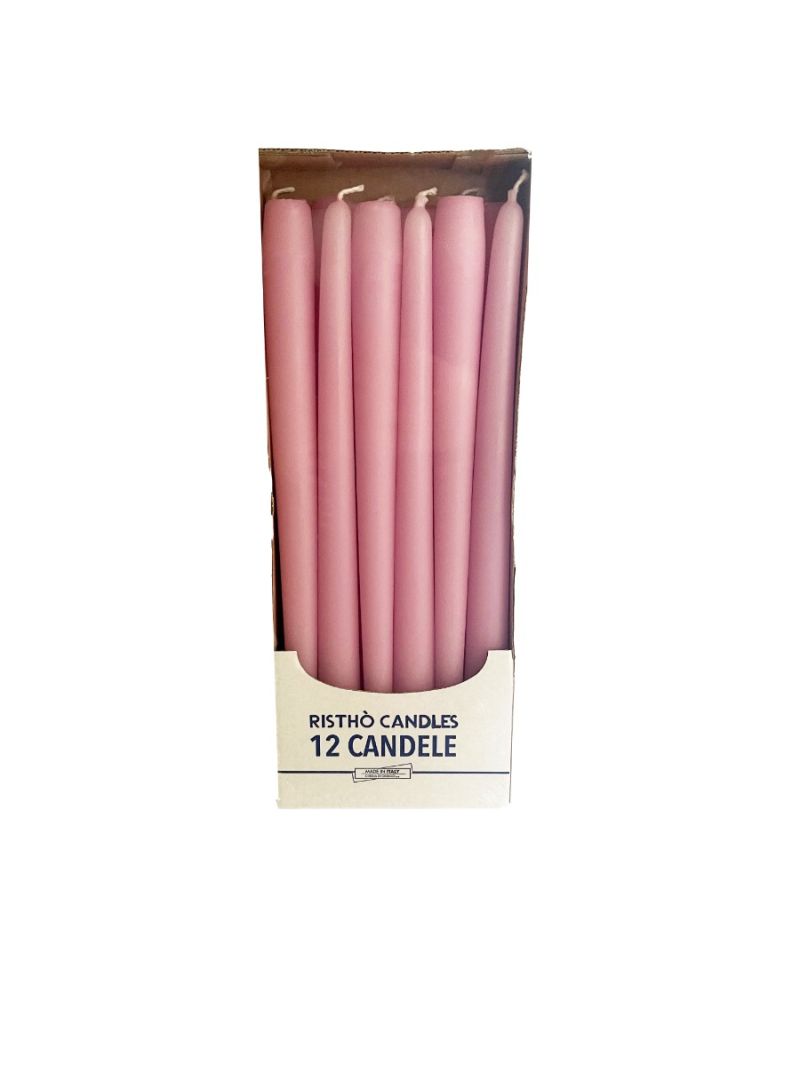 Candele coniche Ø 2,2 cm h. 30 cm 12 pezzi - Rosa Polvere