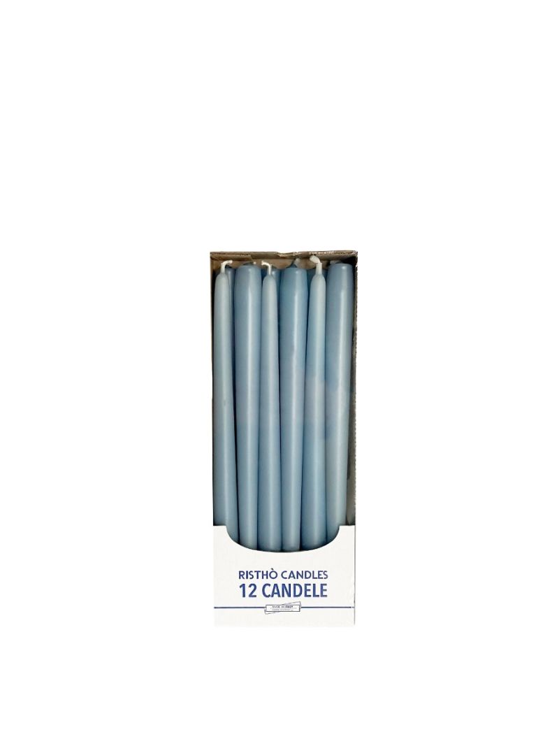 Candele coniche Ø 2,2 cm h. 30 cm 12 pezzi - Dusty Blue