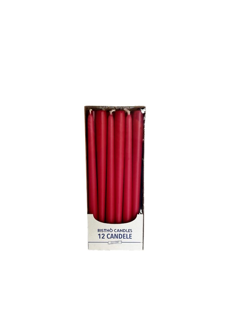 Candele coniche Ø 2,2 cm h. 30 cm 12 pezzi - Indian Red