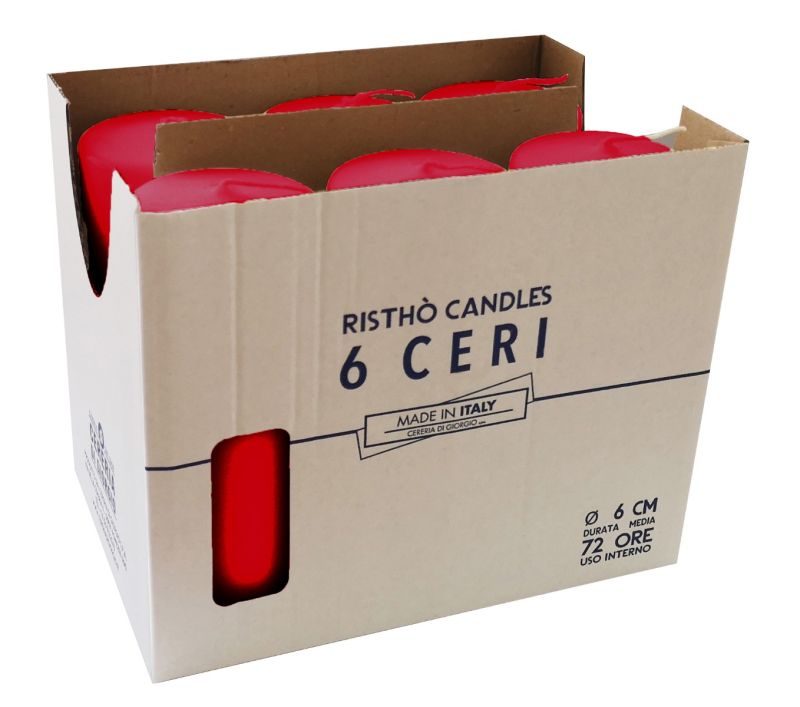 Ceri Ø 6 cm h. 15 cm 6 pezzi - Indian Red