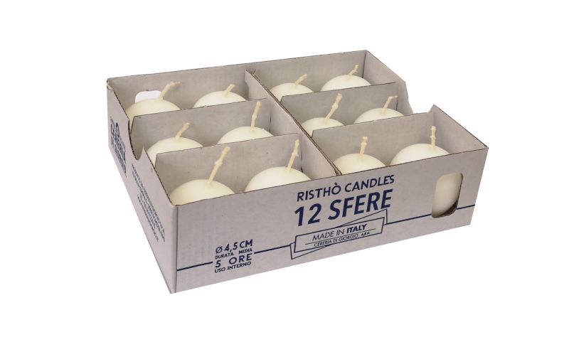 Candele sfera Ø 4,5 cm 12 pezzi - Bianco