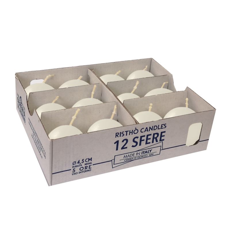 Candele sfera Ø 4,5 cm 12 pezzi - Avorio