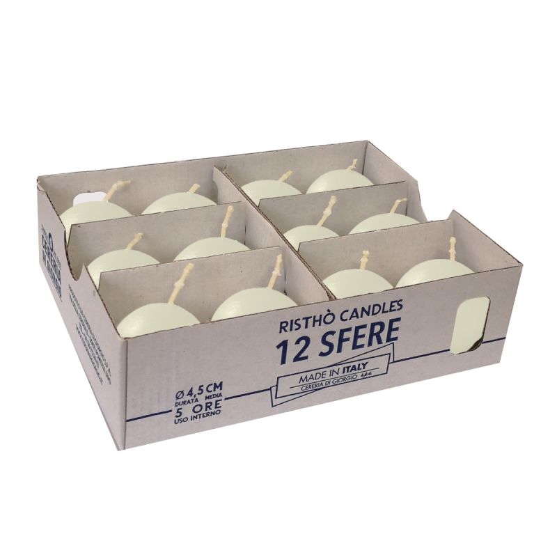 Candele sfera Ø 4,5 cm 12 pezzi - Panna