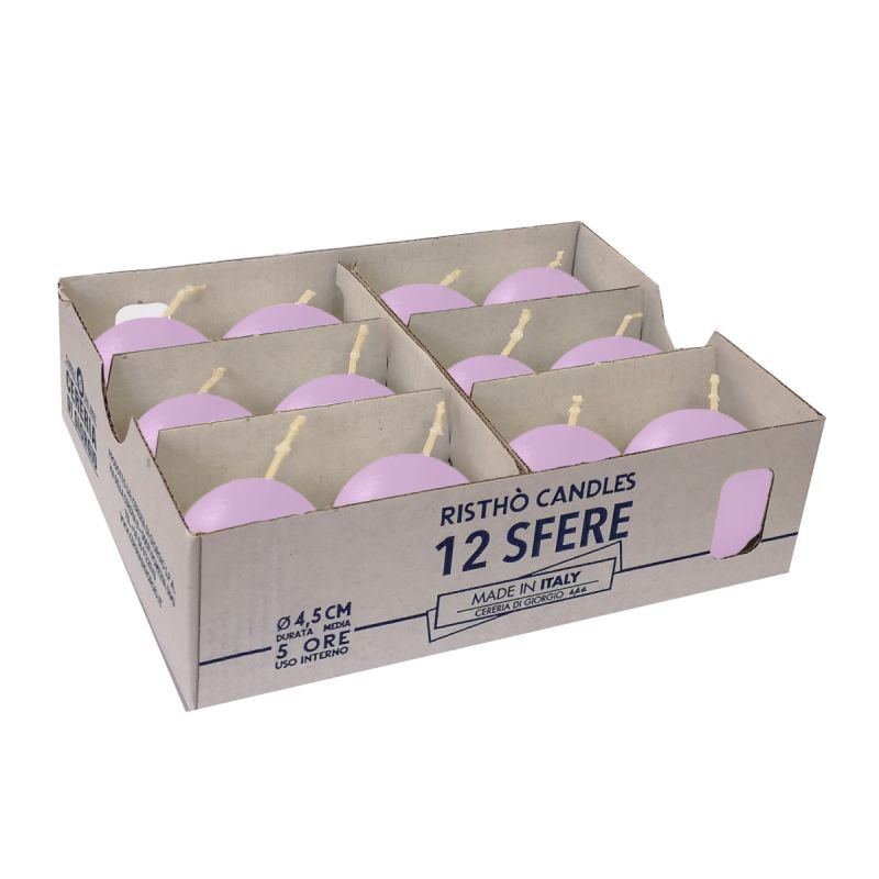 Candele sfera Ø 4,5 cm 12 pezzi - Viola chiaro