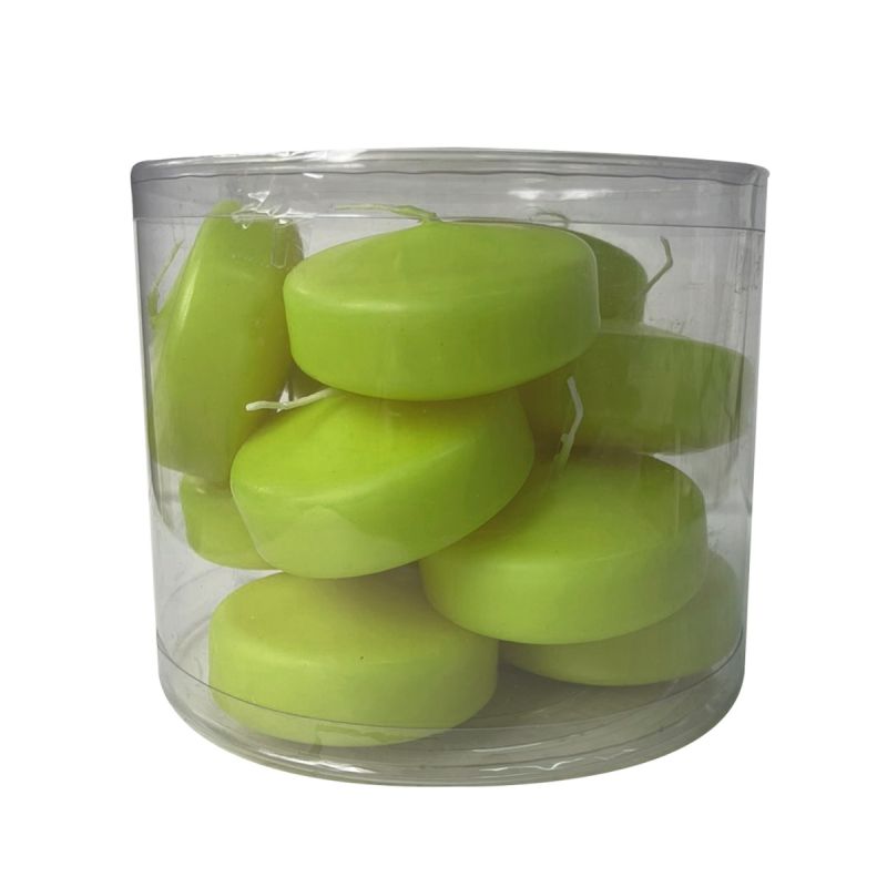 Candele galleggianti Ø 7 cm h. 1,5 cm 12 pezzi - Pistacchio