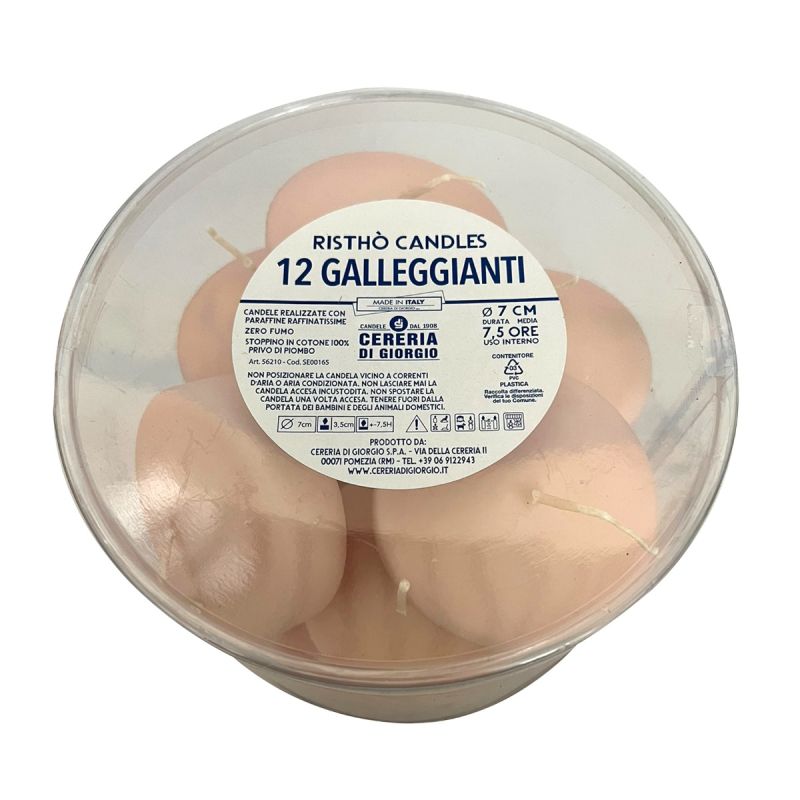 Candele galleggianti Ø 7 cm h. 1,5 cm 12 pezzi - Cipria 