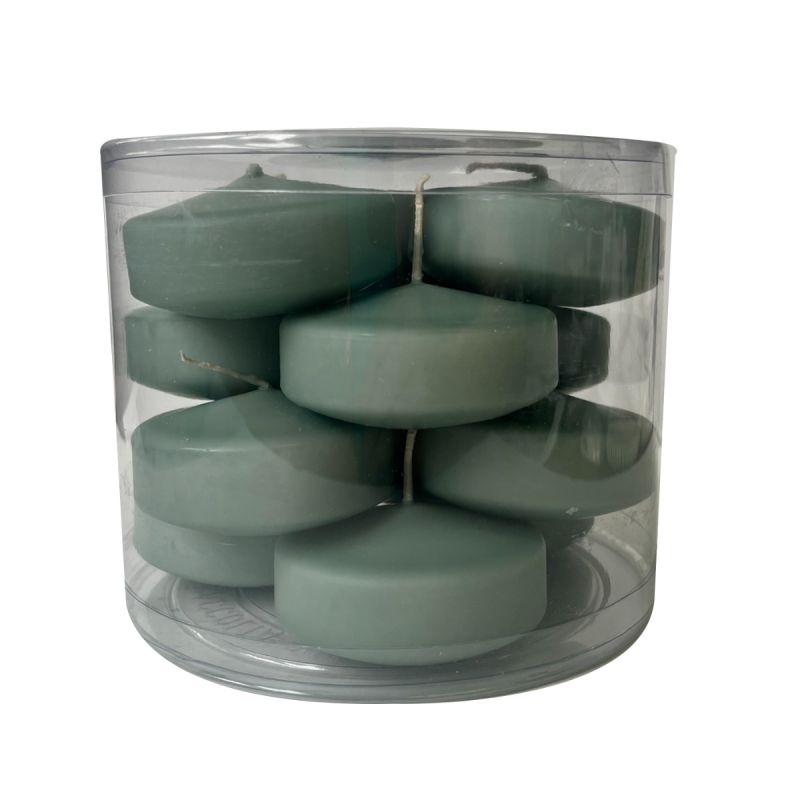 Candele galleggianti Ø 7 cm h. 1,5 cm 12 pezzi - Grigio Verde