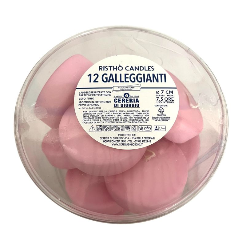 Candele galleggianti Ø 7 cm h. 1,5 cm 12 pezzi - Rosa Polvere