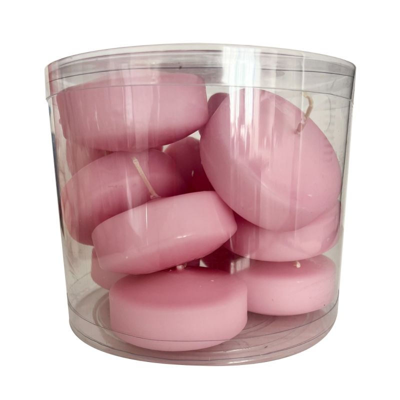 Candele galleggianti Ø 7 cm h. 1,5 cm 12 pezzi - Rosa Polvere