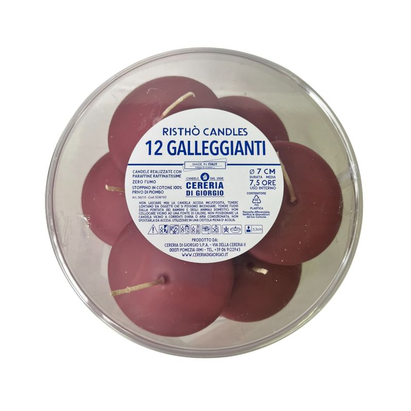 Candele galleggianti Ø 7 cm h. 1,5 cm 12 pezzi - Prugna 