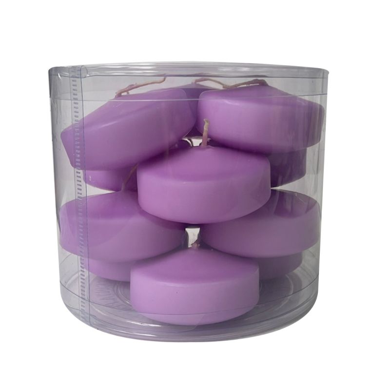 Candele galleggianti Ø 7 cm h. 1,5 cm 12 pezzi - Viola Polvere