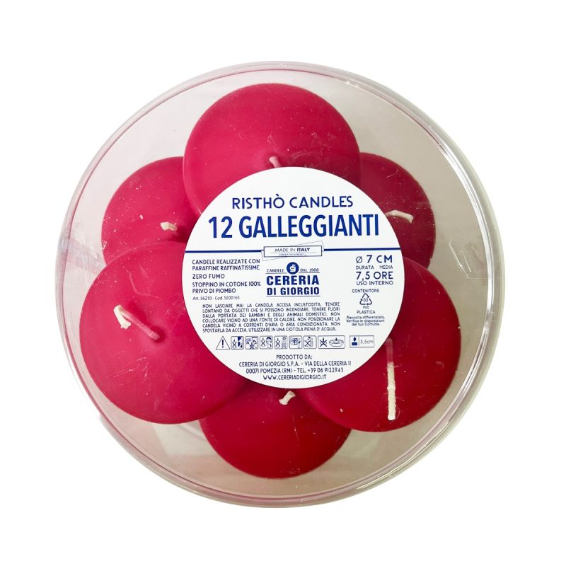 Candele galleggianti Ø 7 cm h. 1,5 cm 12 pezzi - Indian Red