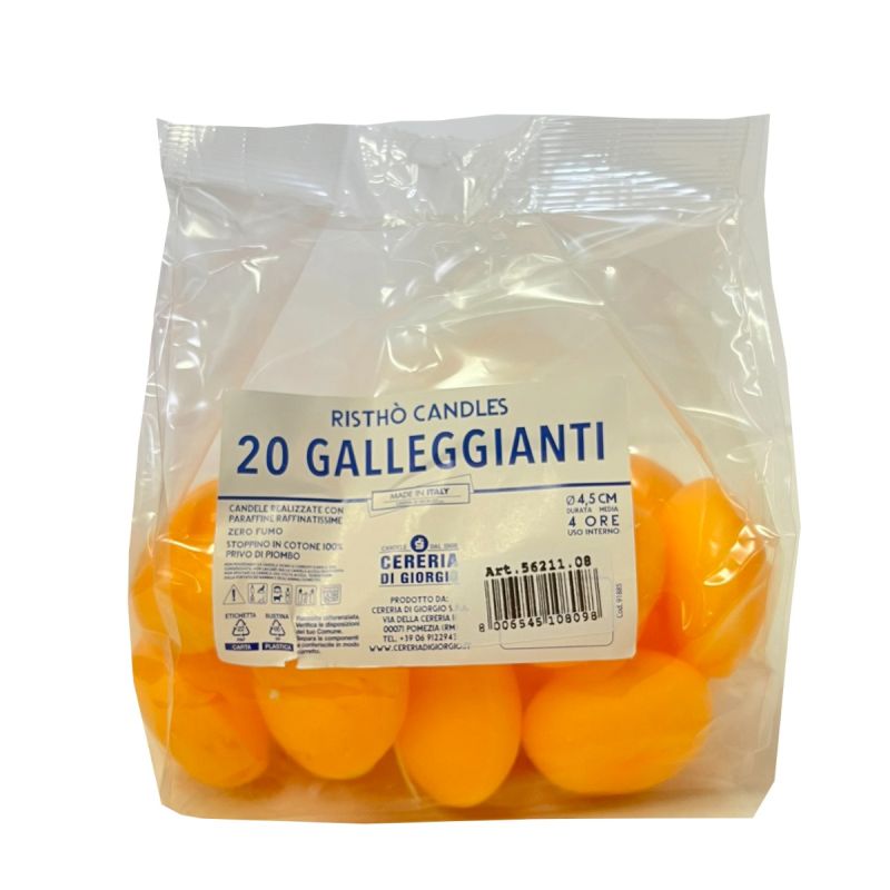 Candele galleggianti Ø 4,5 cm h. 2,7 cm 20 pezzi - Arancione