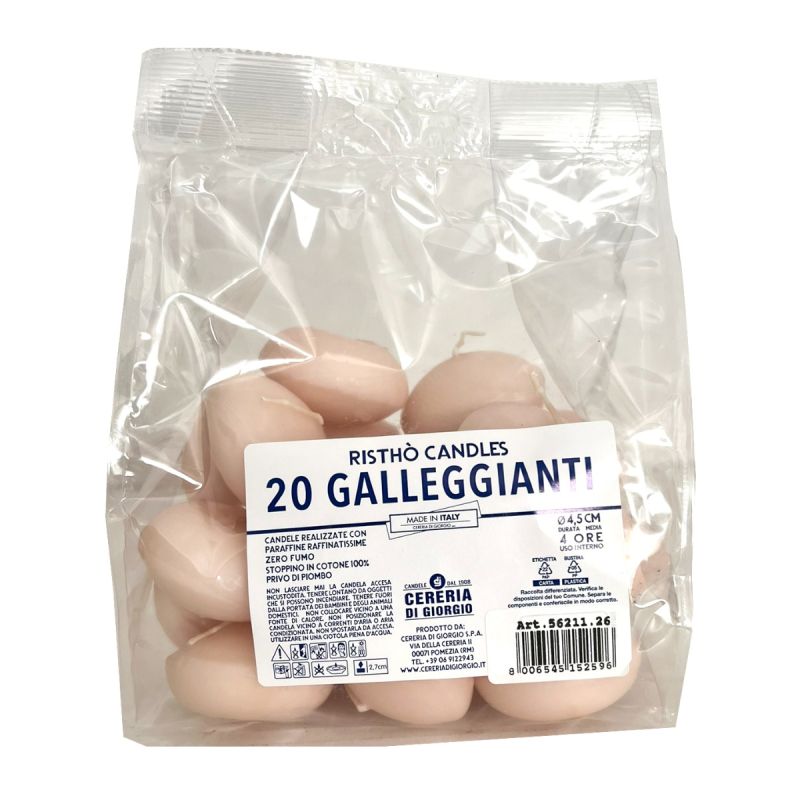 Candele galleggianti Ø 4,5 cm h. 2,7 cm 20 pezzi - Cipria