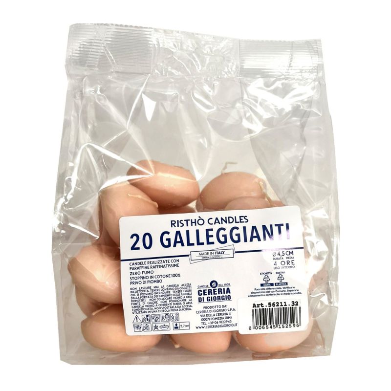 Candele galleggianti Ø 4,5 cm h. 2,7 cm 20 pezzi - Rosa antico