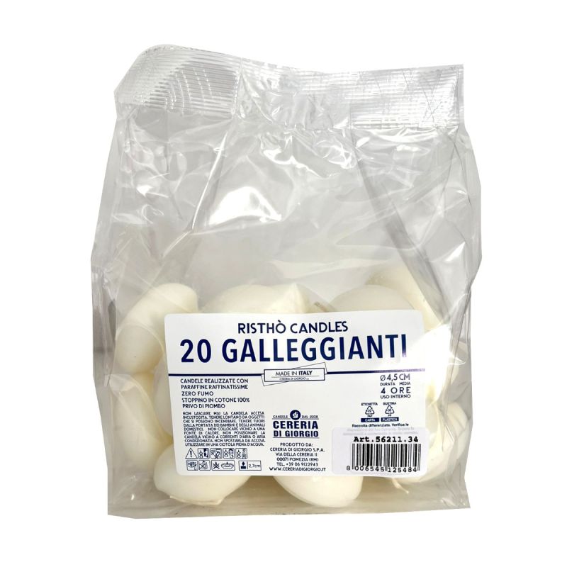 Candele galleggianti Ø 4,5 cm h. 2,7 cm 20 pezzi - Panna