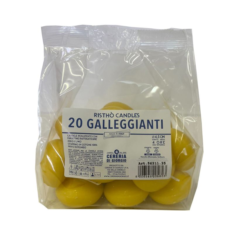 Candele galleggianti Ø 4,5 cm h. 2,7 cm 20 pezzi - Senape 