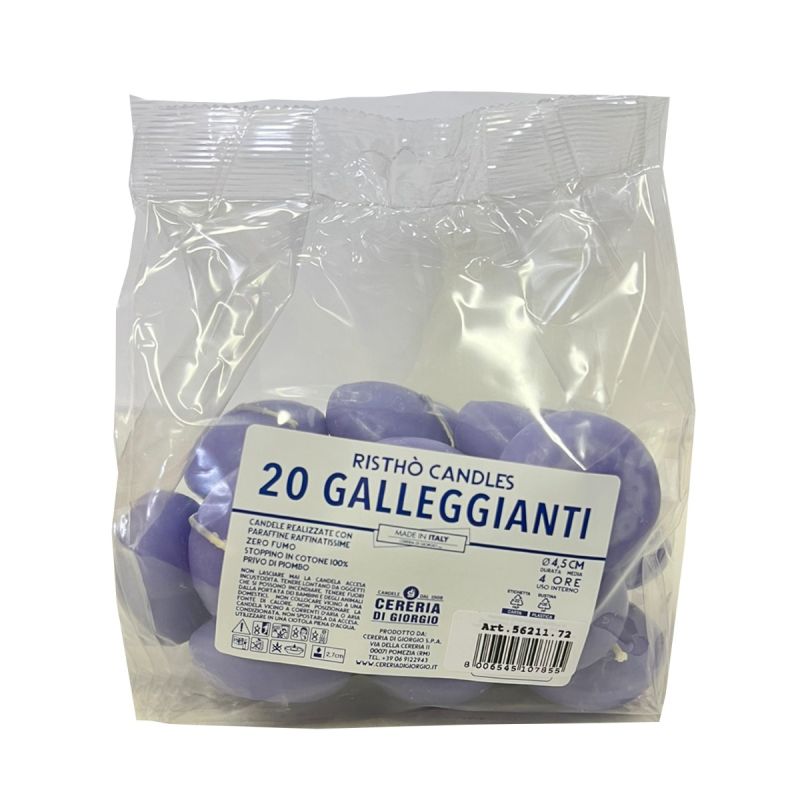 Candele galleggianti Ø 4,5 cm h. 2,7 cm 20 pezzi - Lavanda