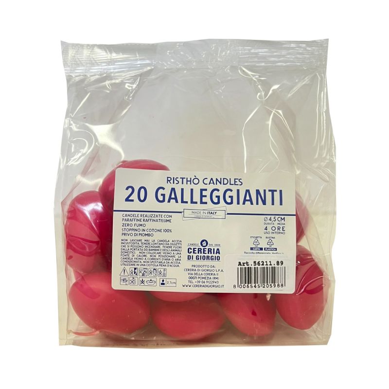 Candele galleggianti Ø 4,5 cm h. 2,7 cm 20 pezzi -Indian Red