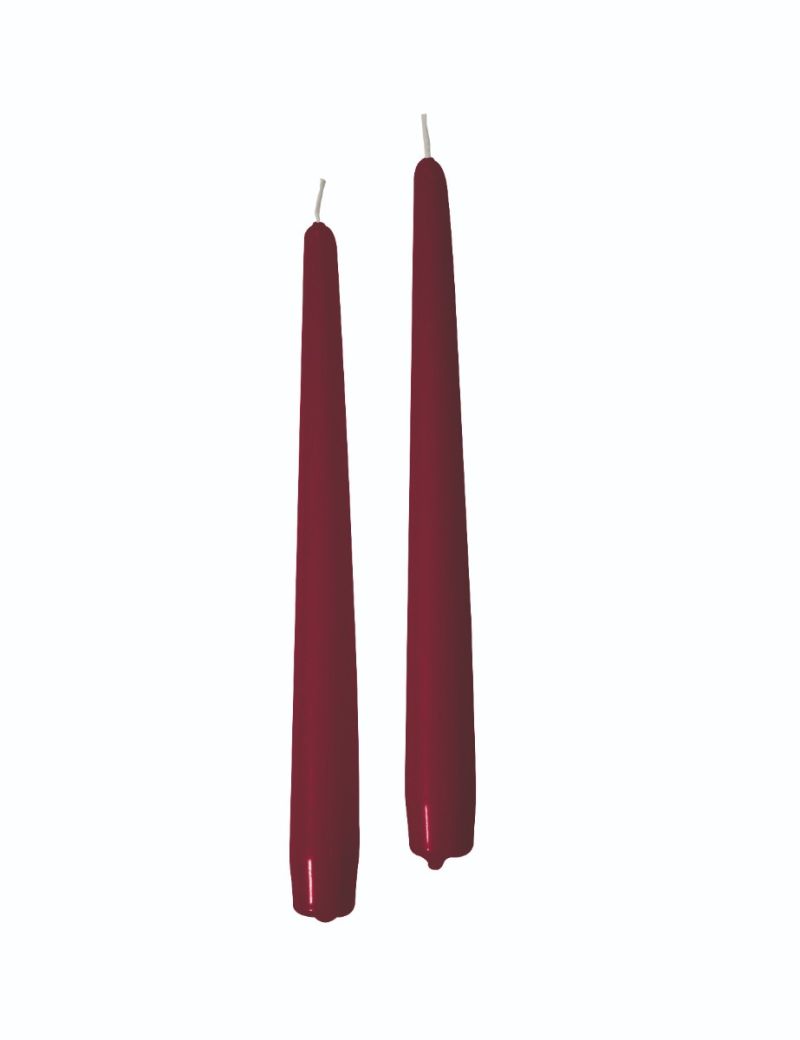 Candele coniche Ø 2,2 cm h. 30 cm 12 pezzi - Bordeaux