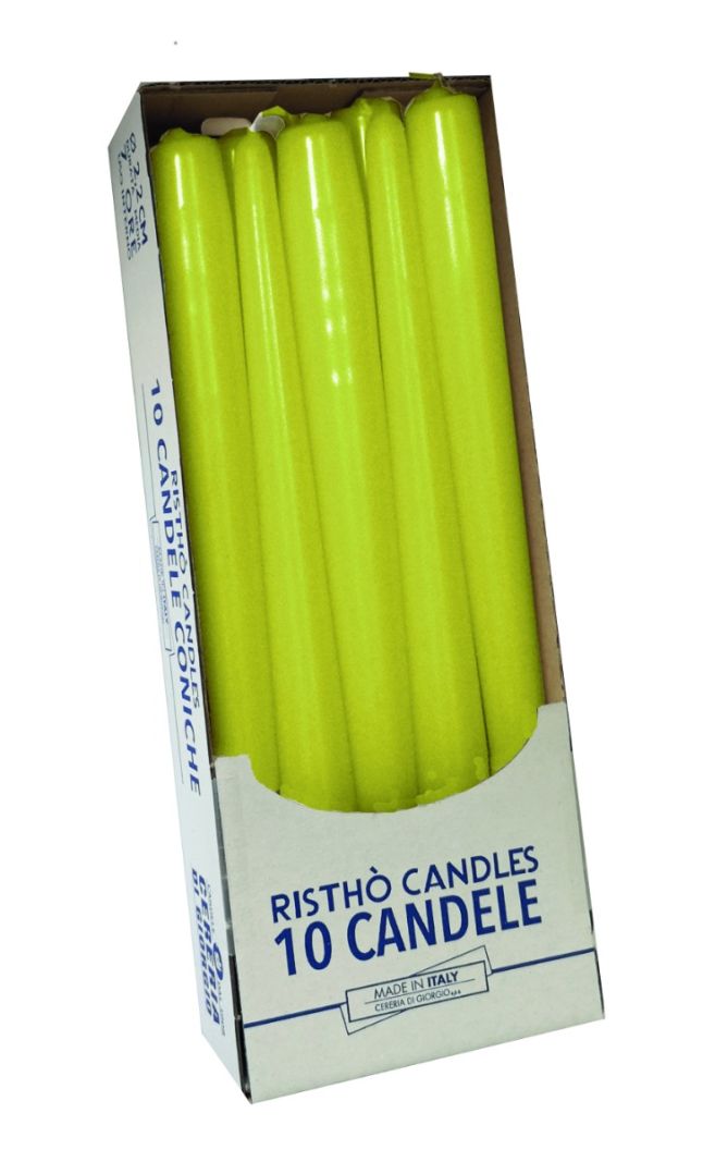 Candele coniche Ø 2,2 cm h. 25 cm 10 pezzi - Verde Pop