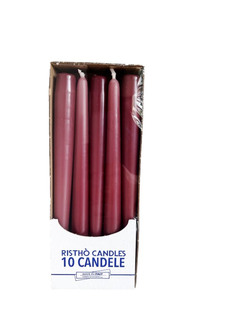 Candele coniche Ø 2,2 cm h. 25 cm 10 pezzi -Prugna