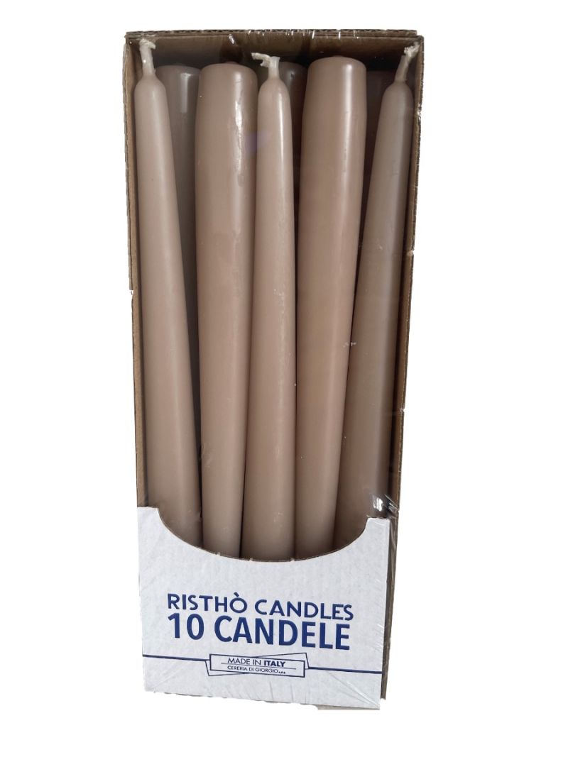 Candele coniche Ø 2,2 cm h. 25 cm 10 pezzi - Tortora