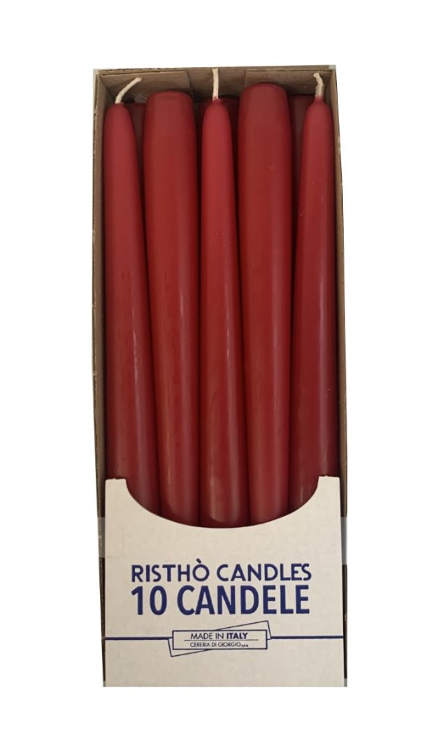 Candele coniche Ø 2,2 cm h. 25 cm 10 pezzi -Rosso Indiano