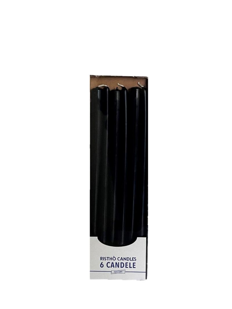 Candele coniche Ø 2,2 cm h. 40 cm 6 pezzi - Nero